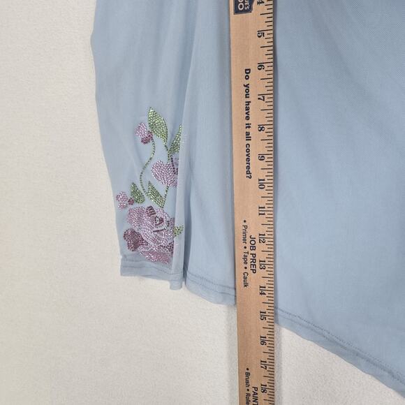 Princess Polly Strapless Beaded Mesh Tank Top sz 16 Blue Lined Boho Fairy Pastel - Picture 9 of 10